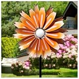 Windrad Garten Metall 149cm Windrad Garten Groß Edelstahl Kugellager Windspiel Metall Wetterfestes Gartendeko,Orange