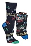 Damen Jungen Mädchen Socken (2 Paar) bunt 42-47 Fahrrad