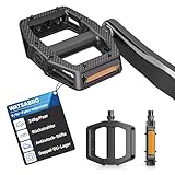 WATSABRO Fahrradpedale mit StVZO-Reflektorstreifen, rutschfest MTB Pedale, 9/16 Zoll | Doppel-DU-Lager | Ultralight Pedale - Für Mountainbike, Rennrad, E-Bike, Trekkingrad & Gravelbike
