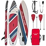 ALPIDEX Stand Up Paddle Set SUP 320 x 76 x 15 cm max. belastbar bis 200 kg Aufblasbar Stabil Leicht Komplett Set Tragetasche Paddel Finnen Luftpumpe Leash Repair Kit, Farbe:Fire