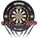 WINMAU Blade 6 Professionelle Bristle Klassische Dartscheibe with Surround und Darts Set (2 Sätze Darts)