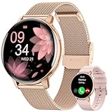 HASAKEI Smartwatch Damen mit Telefonfunktion, 1,39' HD Touchscreen Fitnessuhr, 120 Sportmodi/Pulsuhr/SpO2, Schlafmonitor, Menstruationszyklus IP68 Wasserdicht Sportuhr Armbanduhr Android iOS Roségold