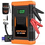 ASPERX Starthilfe Powerbank mit Kompressor,150PSI 3000A Auto Starthilfe Powerbank (Bis Zu 10L Benzin Oder 8L Diesel) Mit LED Taschenlampe Starthilfekabel 5-in-1 Jump Starter Für Motorrad SUV