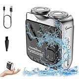 Elektrischer Rasierer, 9000 U/min IPX7 Wasserdichter Mini Rasierer 60 Tage Längere Nutzung mit 9 Scharfen Stahlklingen und Magnetischer und Schwebender Scherkopf für Zuhause, Auto, Reisen