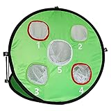 ANCLLO Doppelseitige Golfnetz, 5 Löcher, für drinnen und draußen, tragbar, Trainingshilfe, zusammenklappbar