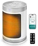 SereneLife Tragbarer Raumheizer – 1500W elektrischer Heizlüfter für den Innenbereich mit Thermostat, Fernbedienung, 12-Stunden-Timer, Wi-Fi-fähige PTC-Keramikheizung für Zuhause