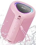 AY Tragbarer Bluetooth Lautsprecher mit Licht, Musikbox Bluetooth mit Leistungsstarker Kristallklarer Klang, IPX5 Wasserdicht,AUX&TF-Karteneingang, Stereo-Paarung, 24h Akku Perfekt für Zuhause,Draußen