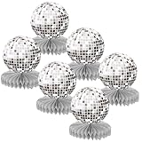 WUIOWPPIC Disco Deko Tischaufsätze Tischaufsatz Disco Deko Tisch Discokuge Dekor Party Tischdeko Disc Geburtstag Bienenwabe Mittelstück Disc Party Dekoration for 70er 80er Partyzubehör