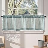 TOPICK Scheibengardine Bistrogardine modern Lichtdurchlässig Gardine Küchegardinen Gaze Schals Scheibengardinen Fensterschal für Küche Vorhänge Wohnzimmer Landhausstil 1 Stück 130B x 40H(cm) Blaugrau