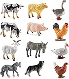 BLMHTWO 12 Stück Tiere Figuren，Bauernhoftiere Mini Tiere Figuren Realistisches PVC Bauernhoftiere Bauernhof Tierfiguren Spielzeug für Heimdekoration Bildung und Lernen Badespielzeug