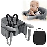 YUENFONG Tischsitz Baby Faltbar, Babysitz mit rutschfest Klemmen und Sitztasche,kinder Stuhlsitz klappbarer für 2-8cm dicke Tisch, Geeignet für Esstisch Camping Reise(Grau)