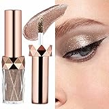 Glitzer Liquid Lidschatten,Glitzer Flüssig Lidschatten,Diamond Glitter Eyeliner Liquid,Waterproof Long-lasting Quick Drying Lidschatten Makeup Für Cosplay Party Makeup(Hellbraun)