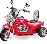 Toyz REBEL Elektro-Motorrad für Kinder 3-8 Jahre - LED-Beleuchtung - 6V 7Ah Batterie - Gesamtleistung 30 W - Zwei Geschwindigkeiten - Elektrospielzeug für Kinder - Max Belastung 25 kg - Rot