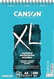 CANSON XL Aquarelle C400039170: Aquarellpapier - Aquarellblock in DIN A4 - 300g - mit Spiralbindung als Ringbuch - Malblock optimal für Wasserfarben & Aquarell, Blau