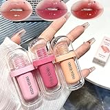 Pakivs 3Pcs Wässrig und Feuchtigkeitsspendende Lip Stain Set,Lang anhaltende Wasserdicht Lip Tint Non-Sticky Plump Lip Gloss Korean Style lip Makeup