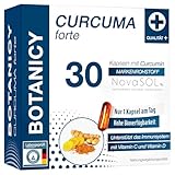 BOTANICY Curcuma forte - 30 Kurkuma Kapseln - Flüssiges NovaSOL Curcumin plus Vitamine C und D - Hochdosiert, Hohe Bioverfügbarkeit, Ohne Piperin - Laborgeprüft in Deutschland