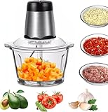 Zerkleinerer Küche Elektrisch 300W Multizerkleinerer, fleischwolf mit 2 Schüsseln (2L) und Bi-Level Edelstahl Klingen, Universalzerkleinerer für Fleisch,Gemüse,Zwiebeln,Obst