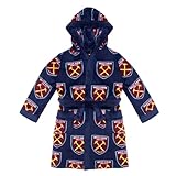 West Ham United FC - Jungen Fleece-Bademantel mit Kapuze - offizielles Merchandise - ideales Geschenk für Fußballfans - Dunkelblau - AOP - 11-12 Jahre