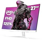 CRUA 27' Curved Gaming Monitor, FHD 1920x1080P, 165Hz/200Hz Computer Monitor, 1800R VA Screen, 99% sRGB, Support AMD FreeSync, Blue Light Filter, HDMI & DP, Wall Mount Install- White