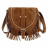 Taoyoule Frosted Quaste Tasche Damen Retro Satteltasche Mode Crossbody Umhängetasche Damen Hobo Satchel Messenger Handtaschen