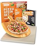 Echter Cordierit Pizzastein 38 x 30 cm für Backofen, Grill & Gasgrill bis 900°C (Set mit Pizzaheber & Rezeptbuch) - Original italienisches Steinofen Erlebnis dank bester Qualität - 1,5 cm dick