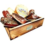 BAVAREGOLA Südtirol Geschenkekiste mit 7 Südtiroler Spezialitäten - Präsentkorb gefüllt mit Speck, Käse, Salami - Genuss Geschenk für Männer & Frauen