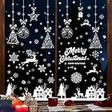 192 Fensterbilder Weihnachten Selbstklebend, Schneeflocken Fensterdeko Weihnachten PVC Weihnachtsdeko Fenster Winter Wiederverwendbar als Deko Weihnachten