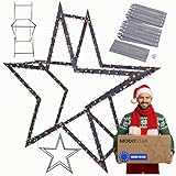 MODO24 DIY Stern MODOSTAR 3D Weihnachtsstern Set aus FSC Holz, Sternabmessungen: 189 cm, zum Aufstellen im Garten & Terrasse, wetterfest, faltbar & stabil, Weihnachtsdeko, Farbe: Grau imprägniert