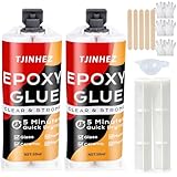 2K Epoxidkleber 100ml - 5 Minuten Schnellhärtender Kraftkleber | Transparenter 2 Komponenten Epoxidharz | Extra Stark, Wasserdicht & Hitzebeständig | Für Kunststoff, Holz, Glas, Stein, Keramik, Metall