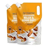 by Amazon Flüssigseife Nachfüllpackung Milch & Honig Duft, 500ml (2er-Pack), Feuchtigkeitsspendender Inhaltsstoff, Feuchtigkeitspflege-Formel, Dermatologisch getestet