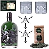 Totenkopf Absinth Set | 1x Hamlet Classic Green von ALANDIA | 2x Skull Gläser | 2x Edelstahl Löffel | 1x Zuckerwürfel
