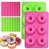 4 Silicone Donut Molds, 6 Kavitäten Round Mold Gummy Candy and 48 Kavitäten Mini Donut Silikonform, Donutmaker Backmatte Zur Verwendung mit Schokolade, Süßwaren, Eis, Kuchen, Kekse