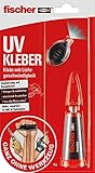 fischer UV KLEBER, Sekundenkleber, flexible Härtezeit durch UV-Lampe, klebt in Sekundenschnelle fast alle Materialien, kraftvoller Klebstoff, transparent, 4 g