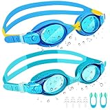 JATEKA Schwimmbrille Kinder, 2 Stücke Taucherbrille Kinder Anti-Fog and UV Schwimmbrillen für Jugendliche, Auslaufsichere Unisex Kinder Taucherbrille für 3-16 Jahren