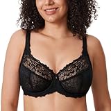 DELIMIRA Damen Minimizer BH Große Größen ohne Polster Vollschalen mit Spitze Schwarz 80E