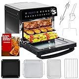 14L Minibackofen Heißluftfritteuse | Vielseitig 1800W Airfryer XXL Visualisiertes Fenster, 11 in1 Ofen Max Temperatur 210℃ Touch Screen, Heissluftfritteuse Mini Backofen mit 7 Zubehör und Rezeptbuch