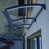 Gebogene Veranda-Markise, wetterfest, UV-Schutz, für Terrasse, Polycarbonat-Dach mit Polypropylen-Unterstützung, 90 x 210 cm
