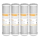 Membrane Solutions 2.5' x 10' Kohleblockfilter, Aktivkohlefilter, Carbon Block Wasserfilterpatrone Ersatz für ganze Haus Filtrationssysteme, für Umkehrosmose, 4 Stück