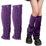 AUNGCSHE Winter Leg Warmers, Stulpen Damen für Damen aus Wolle und Acryl, Weich Sportgeschenk, Beinlinge zum jeden Tag, Tanzen, Sport, Gym, Bergtouren, Beinwärmer Damen Mädchen für Ballett (Lila)