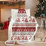ASSUGO Weihnachts kuscheldecke, wohndecken kuscheldecken 150x200, Weich Leicht weihnachtsdecke, Sofa Decke Weihnachten, Flauschdecke Weiß