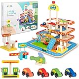 COIL Spiel-Parkgarage Parkhaus Holz-Spielgarage Lift Auto Garage Holzgarage