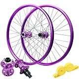 ZECHAO Mountainbike 26/27,5/29 Zoll Laufradsatz,32 Löcher Steckachse Vorne 15X110mm Hinten 12X142mm 4 Lager Sechs Nagel Scheibenbremsen Fahrradräder Wheelset(Purple-XD,26inch)