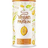 Vegan Protein - SCHOKOLADE - Pflanzliches Proteinpulver mit Reis-, Soja-, Erbsen-, Chia-, Sonnenblumen- und Kürbiskernprotein - 600g Protein Pulver