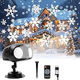 RANJIMA Projektor Weihnachten Aussen, Schneeflocken Projektor, LED Projektionslampe mit Fernbedienung, IP65 Wasserdicht Weihnachtsbeleuchtung außen für Garten Fenster Wand Hof Party Weihnachtsdeko