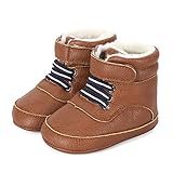 LACOFIA Baby Jungen Winterstiefel Kleinkind rutschfeste Schnüren Schneeschuhe Gummistiefel Braun 6-12 Monate