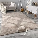 Paco Home Teppich Wohnzimmer Kunstfell weich waschbar modern elegant pflegeleicht Felloptik Uni Seidenglanz flauschig Kurzflor, Grösse: 200x280 cm, Farbe: Beige