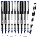 OFFCUP Tintenroller, 10 Stück Tintenroller Stifte Blau, 0,5 mm Glatter Kugelschreiber, Flüssige Tinte, Flüssigtinte Rollerball Stift für Büro Schule, Geschäft