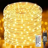 Bzavor 10M 200 LED Lichterschlauch Außen mit Stecker Fernbedienung,Lichterkette Außen 8 Modi Dimmbar IP68 Wasserfest,Lichterschlauch Für Innen Außen Weihnachten Garten Terrasse Zaun Hof Deko