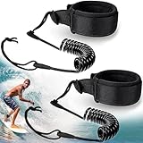 XSHAO® 2 Stück Sup Leash, 5.5MM 10 Füße Surfboard Leash mit Fußschlaufe Klettverschluss für Stand Up Paddle Board und Surfboard - Schwarz