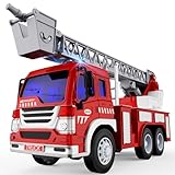 TOYABI Große Feuerwehr Auto Spielzeug, Feuerwehrauto Groß, Mit Drehleiter, Sound Und Licht, Big Fire Truck Fahrzeuge, Löschfahrzeug Für Kinder Ab 3 4 5 6 Jahre, Jungen Spielzeugauto Geschenk
